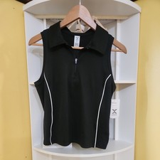 Xersion Damen ärmelloses Golf Polo schwarz-weiß Größe S