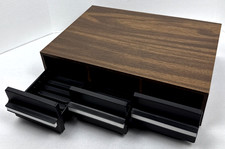 Vintage Wooden 3 Drawer 36 Cassette Tape Storage Case Box Holder Faux Woodgrain
