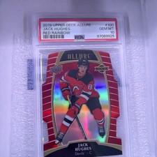 2019-20 Upper Deck Allure #100 Jack Hughes Red Rainbow PSA 10 Gem Mint