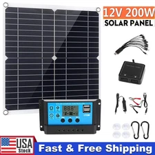 200 Watts Solar Panel Kit 12V 100A Battery Charger with Controller Caravan Boat