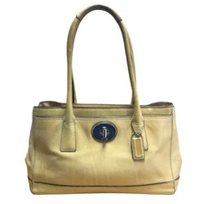 Coach F13675 Lt Tan Leather Carryall Hampton Madeline Classic Satchel Bag Y2K