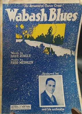 Vintage 1920s Wabash Blues Sheet Music By Dave Ringle & Fred Meinken