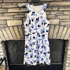 Gap Designed Crafted 0 Pockets Sara Pleated Blue Floral Sleeveless Sheath Dress