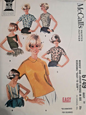 McCalls 6749 Blouse Tank Shell Shirt Sewing P...