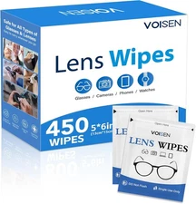 VOISEN Lens Wipes for Eyeglasses,450 Pack Eye Glasses Cleaner Wipes,Pre-Moistene