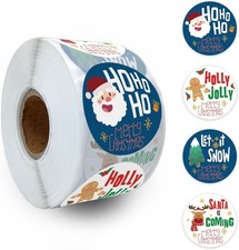 Adhesive Stickers for Kids Adults 500 Per Roll , Xmas Decorative Seals, Merry