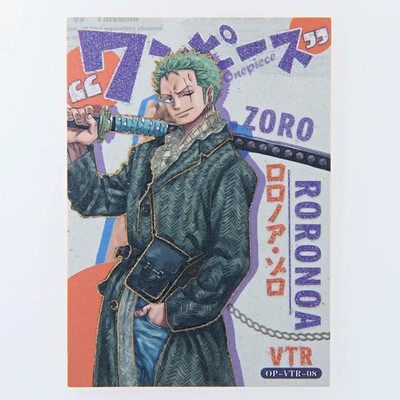 One Piece Roronoa Zoro VTR 08 Glitter Foiled Hit Thick Trading Card Ultra Rare