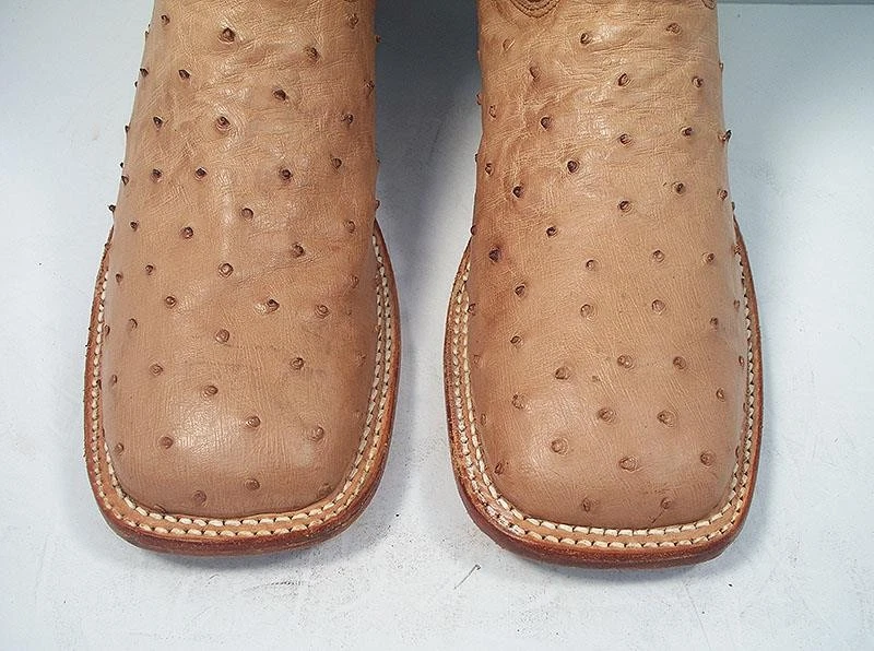 TONY LAMA USA Mens 8 EE San Saba Full Quill Ostrich Cowboy Boots Square Toe - Image 3 of 4