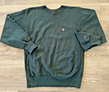 Vintage USA CHAMPION Reverse Weave Crewneck Sweatshirt Large L 90's Blank Green