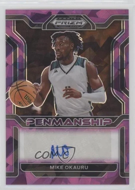 2022 Prizm Draft Picks College Penmanship Purple Ice 85/99 Mike Okauru Auto 4z8