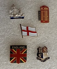 5 x Pin Badges - 2 x London, 2 x England & 1 x Great Britain - Brand New
