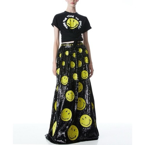 ALICE + OLIVIA X SMILEY FIZER EMBELLISHED MINI SKIRT AND A+O SMILEY TOP SIZE XS  - Picture 3 of 10