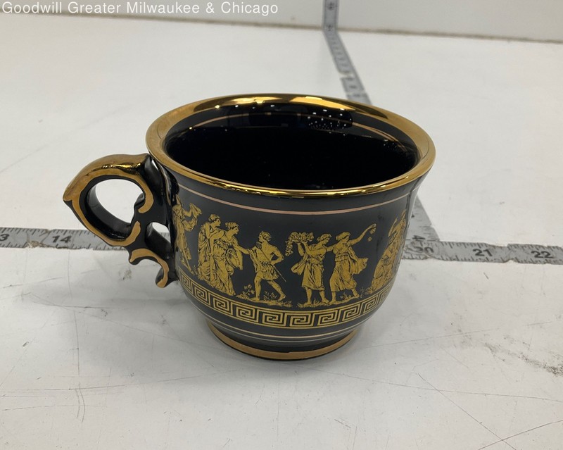 Vintage Greek Handmade 24k Gold Patterned Teacup