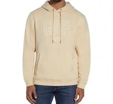 Gap Unisex Adult Embroidered Kangaroo Pocket Soft Fleece Hoodie Oyster Gray M