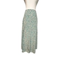 Vintage Y2K Boho Green floral maxi skirt Size S