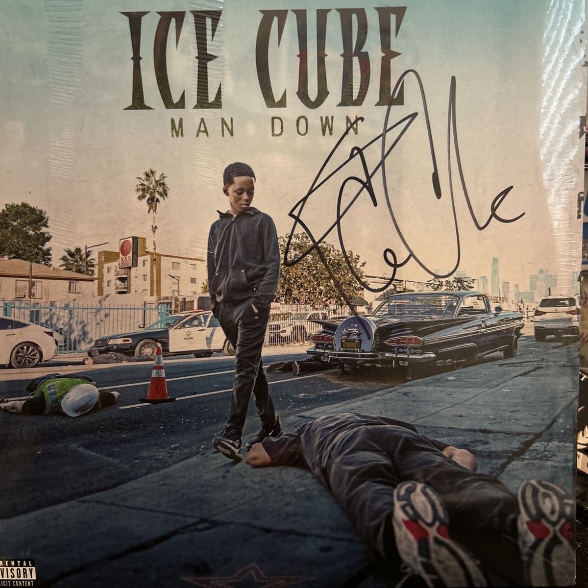 ICE CUBE ‎ - MAN DOWN - Signed/Autographed 2 Vinyl LP - FIRST /1st