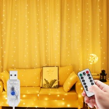 8 Modi LED Lichtervorhang USB Lichterkette Lichternetz Deko mit Fernbedienung DE