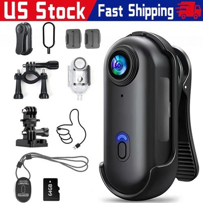 4K Mini action camera 64GB Wearable body camera for Traveling Motorcycle Sports
