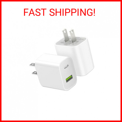 2 Pack USB C Charger Block Dual Port Type C Wall Charger Fast Charging 20W