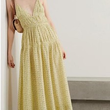 DOEN Irina Dress XL Moonflower Floral Maxi Yellow button Bustier