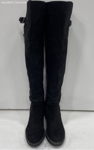 Women's G by Guess Black Suede Over-the-Knee Riding Boots Sz 9M