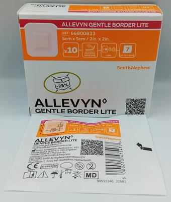 Allevyn Gentle Border Lite Foam Dressing 5cm x 5cm – Box of 10