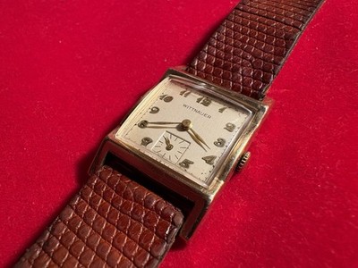 Vintage Longines WITTNAUER Tank Uhr 10K Gold gefüllt (läuft)