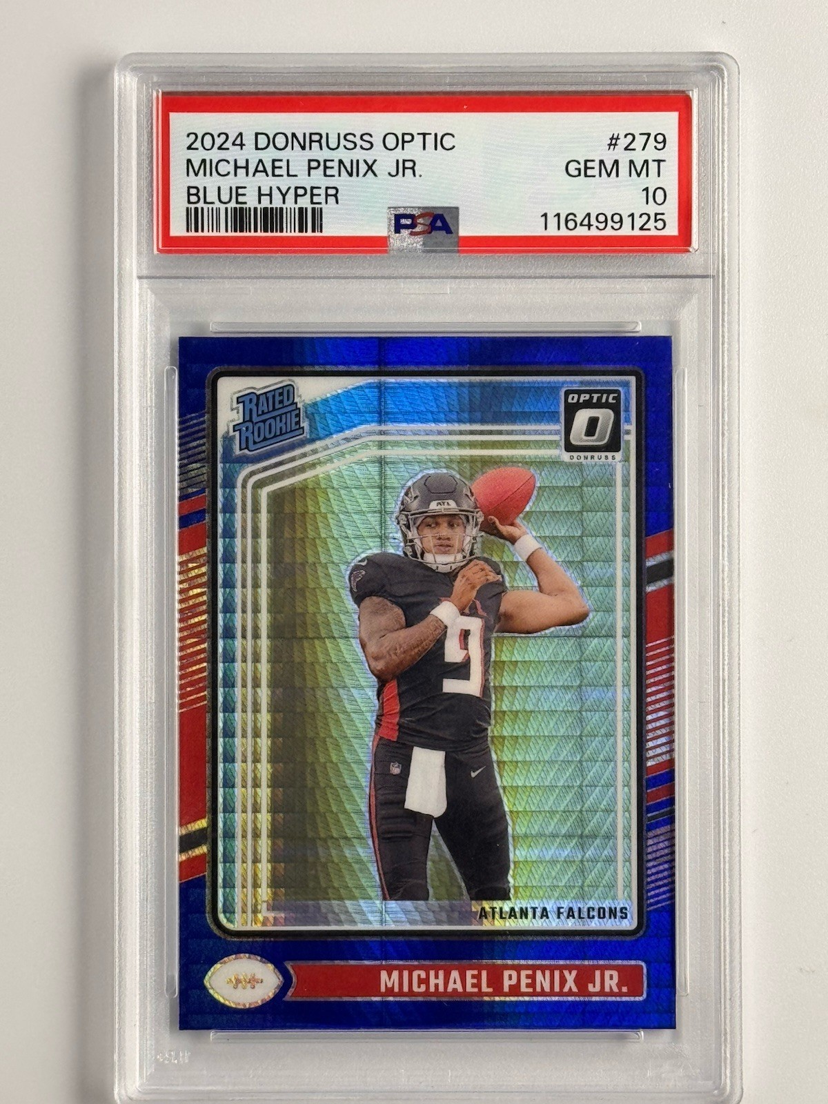 2024 Panini Donruss Optic Michael Penix Jr. #279 Blue Hyper PSA 10 Falcons