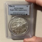 2006-W $1 American Silver Eagle Burnished 20th Anniversary MS69 PCGS