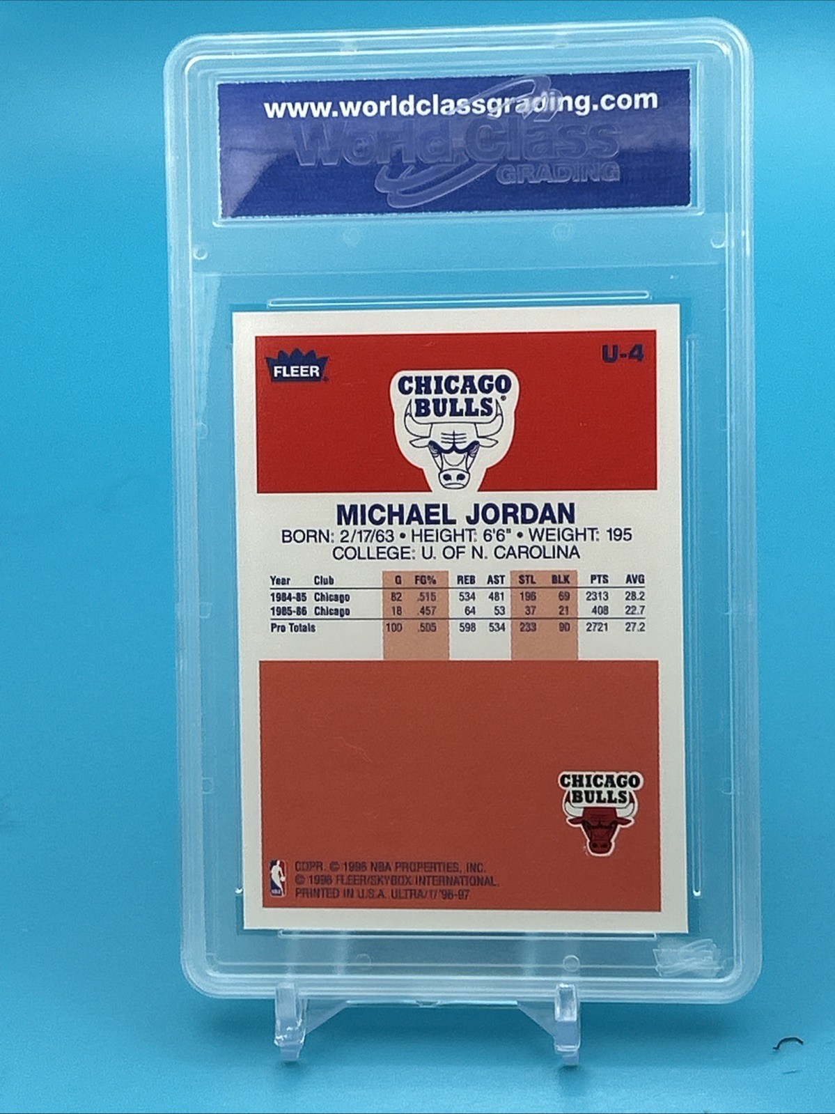 Michael Jordan WCG 10 Gem Mint 1996-97 Fleer Rookie Decade of Excellence U-4 RC view 2