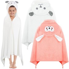 2 Pcs Kid Hooded Bath Towel Toddler 27.5 x 55'' Large Hooded Towel for Kids 3...