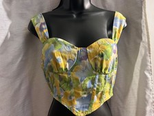 Cider Size Medium Corset Style Crop Top Sweetheart Neckline Vibrant Floral