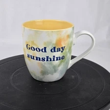 Good Day Sunshine coffee cup by About Face Designs. New Never Used. Beautiful