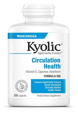 Kyolic Aged Garlic Extract Formula 106, Circulation Health, 300 Capsules (Pac...