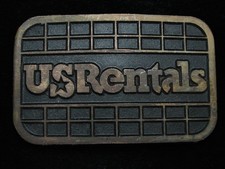 OC25110 VINTAGE 1970s USRENTALS CONSTRUCTION EQUIPMENT SOLID BRASS BUCKLE