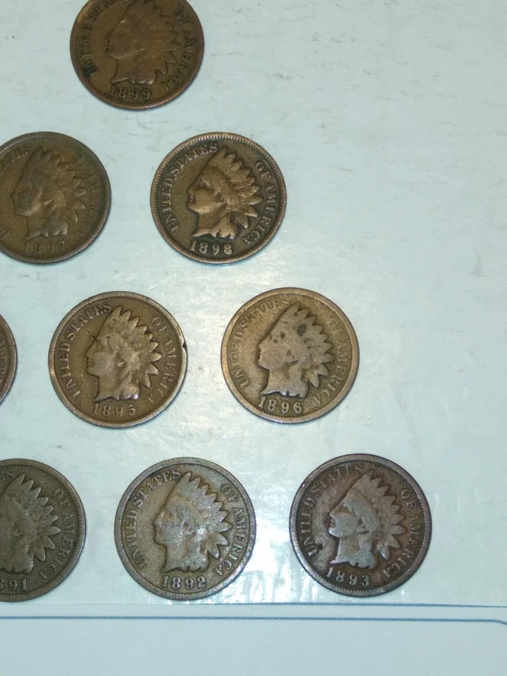 Lot #764 10 Beautiful Indian Head Penny Coins 1890 to 1899 G-VG See Pictures - Image 3 of 4
