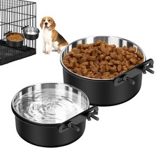 Dog Crate Water Bowl No Spill, 2 Pack Dog Crate Bowls Hanging, Kennel Water F...