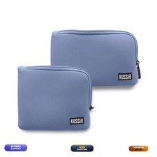 KUSSHI 2pc Neoprene On-The-Go Pouch Set - Passport Holder And Travel Zipper