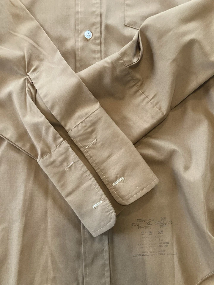 LEER DE COLECCIÓN 60s Sears 15/32 Capa XL Cuello Puño Francés Camisa Perma-Prest Japón Foto 4 de 4