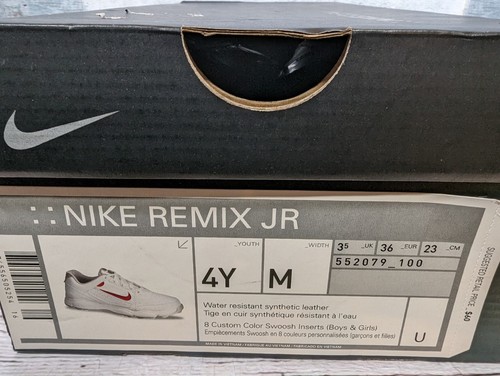 Nike Remix Jr Size 4Y 5.5W Brand New Golf Cleat W/ Swoosh Color Swap 552079_100 - Picture 6 of 6