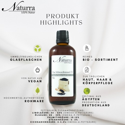 Bio premium Schwarzkümmelöl unraffiniert kaltgepresst nativ 250ml Glas Ägypten - Bild 2 von 14