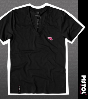 Pistol Boutique Men's Fitted Deep V-Neck T-Shirt - Black, Chest Logo, Plain Design 4 thumbnail image