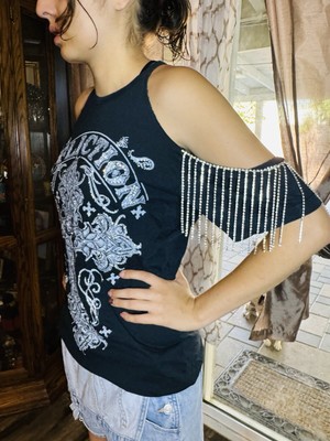 Affliction Women' Black Shirt Sz. M NWT - W/BLINGSTONES