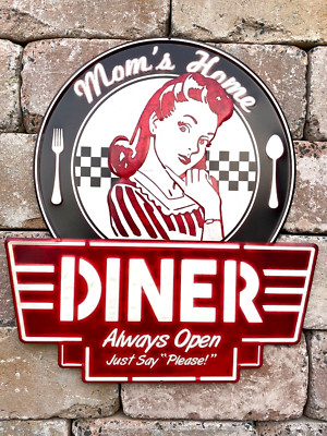Blechschild Mom´s Diner 50cm Deko USA Küche American Bar Mutter American Kitchen