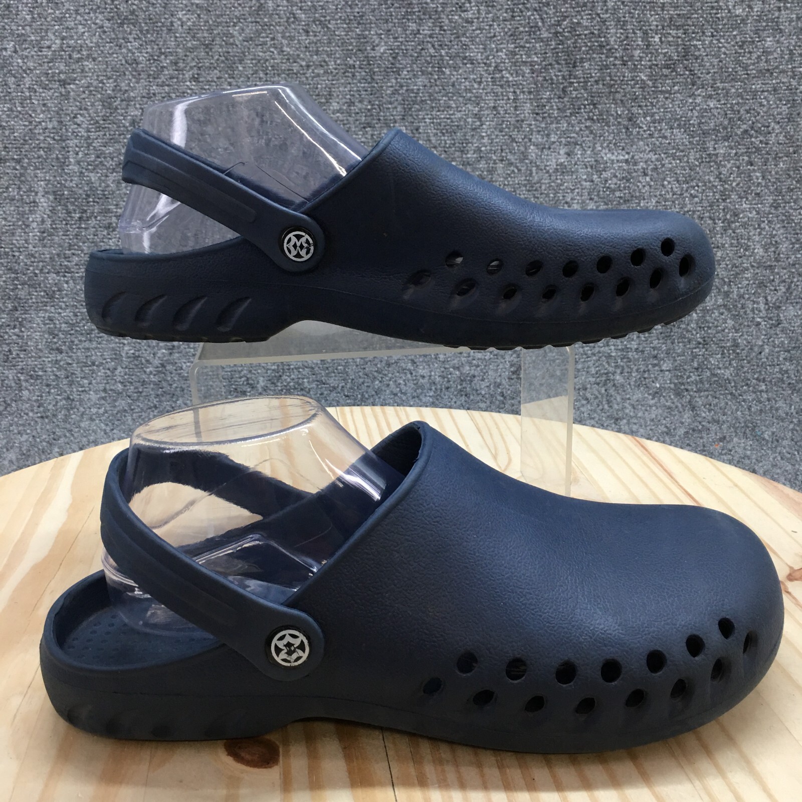 Clogs Mens 44 Blue Round Toe Slip On Slingback Perforated Casual Comfort Rubber-image
