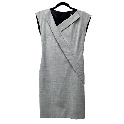 BOSS Hugo Boss Womens Grey Houndstooth Asymmetrical Neck Sheath Dress 0 |  eBay