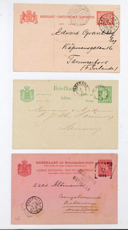 NETHERLANDS-INDIES-OLDER-STATIONARY-CARDS-LOT OF 3-NICE STRIKES-AV-F-#42