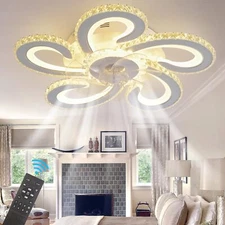 Panghuhu88 Ceiling Fan with Lights,Crystal ceiling Fans lights Off-White 