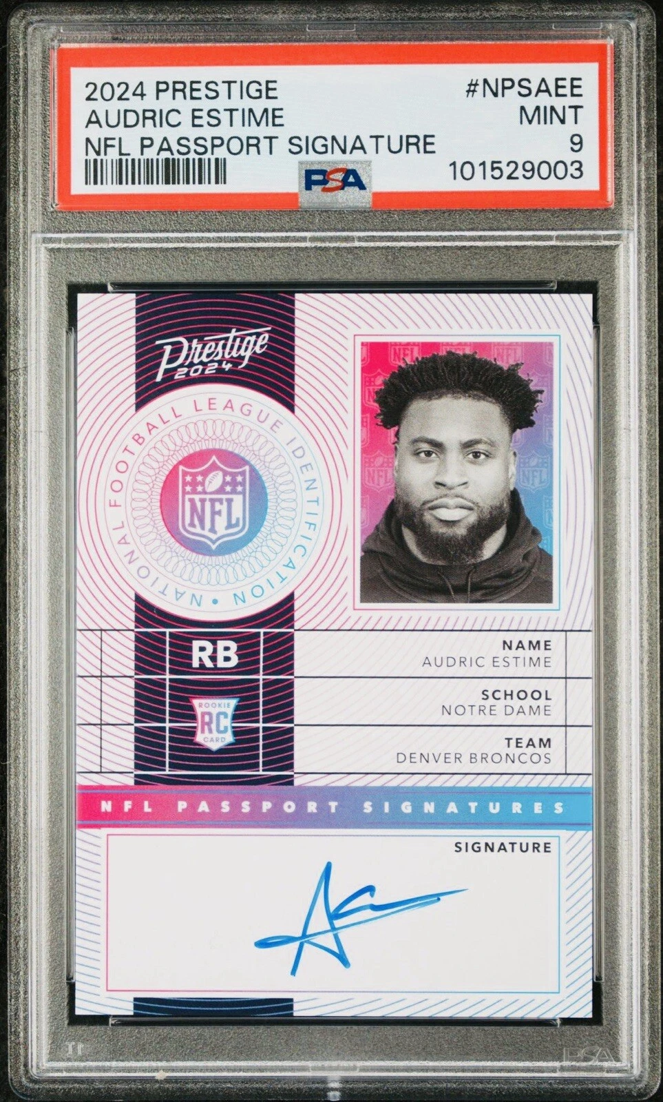 Audric Estime Panini Prestige NFL Passport Signatures #NPSAEE Base