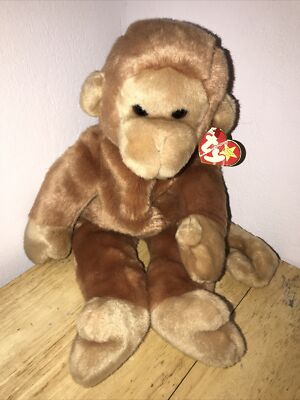 Ty Beanie Buddy Bongo der braune Affe Plüschtier 1998 mit Etikett sehr guter Zustand